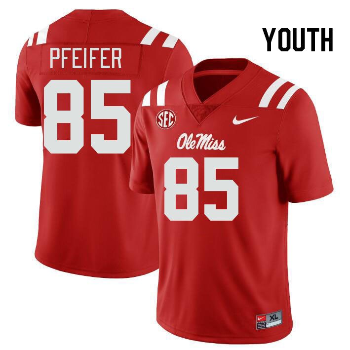 Youth #85 Joshua Pfeifer Ole Miss Rebels College Football Jerseys Stitched-Red